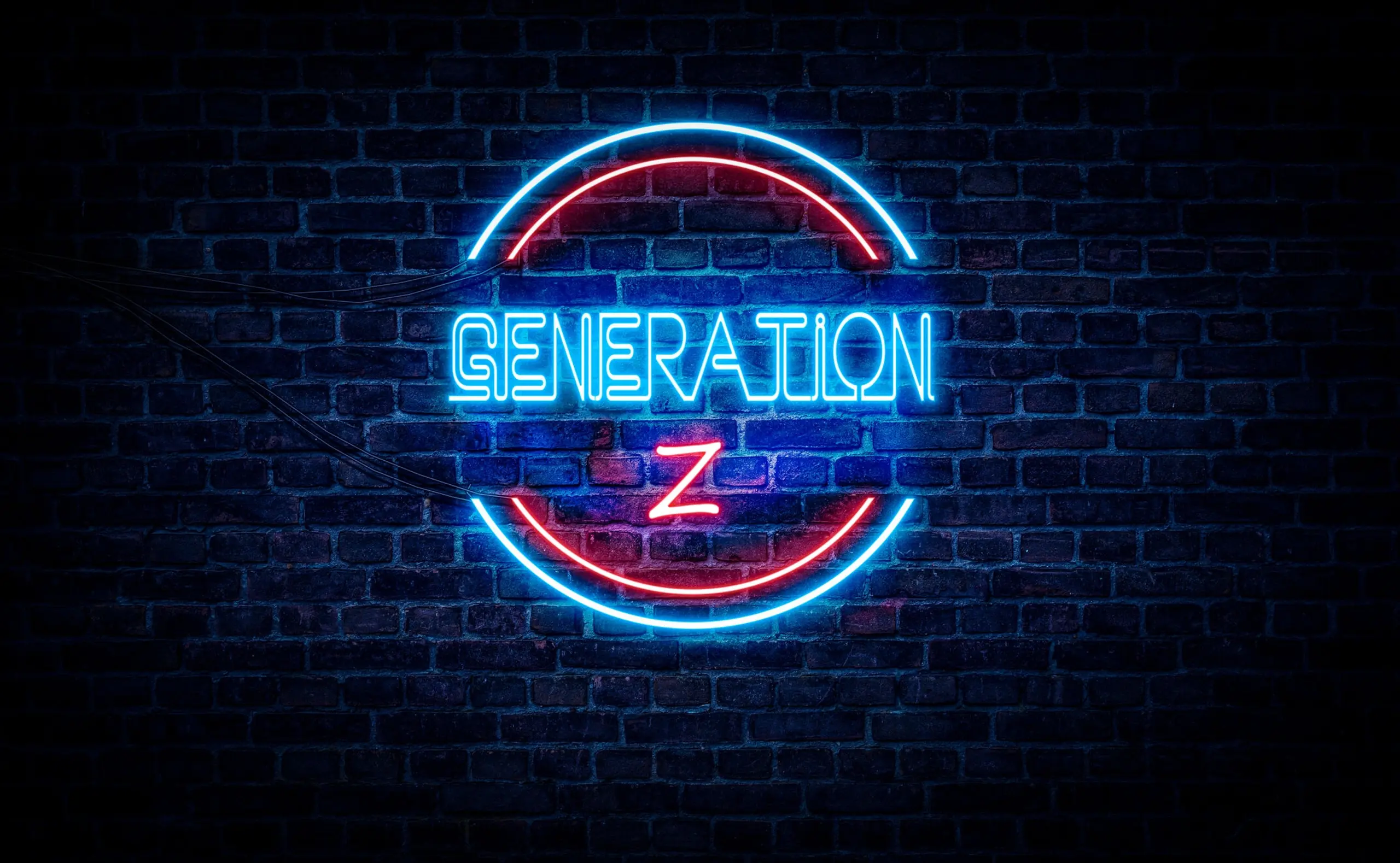 "Generation Z" in Leuchtschrift an einer Wand