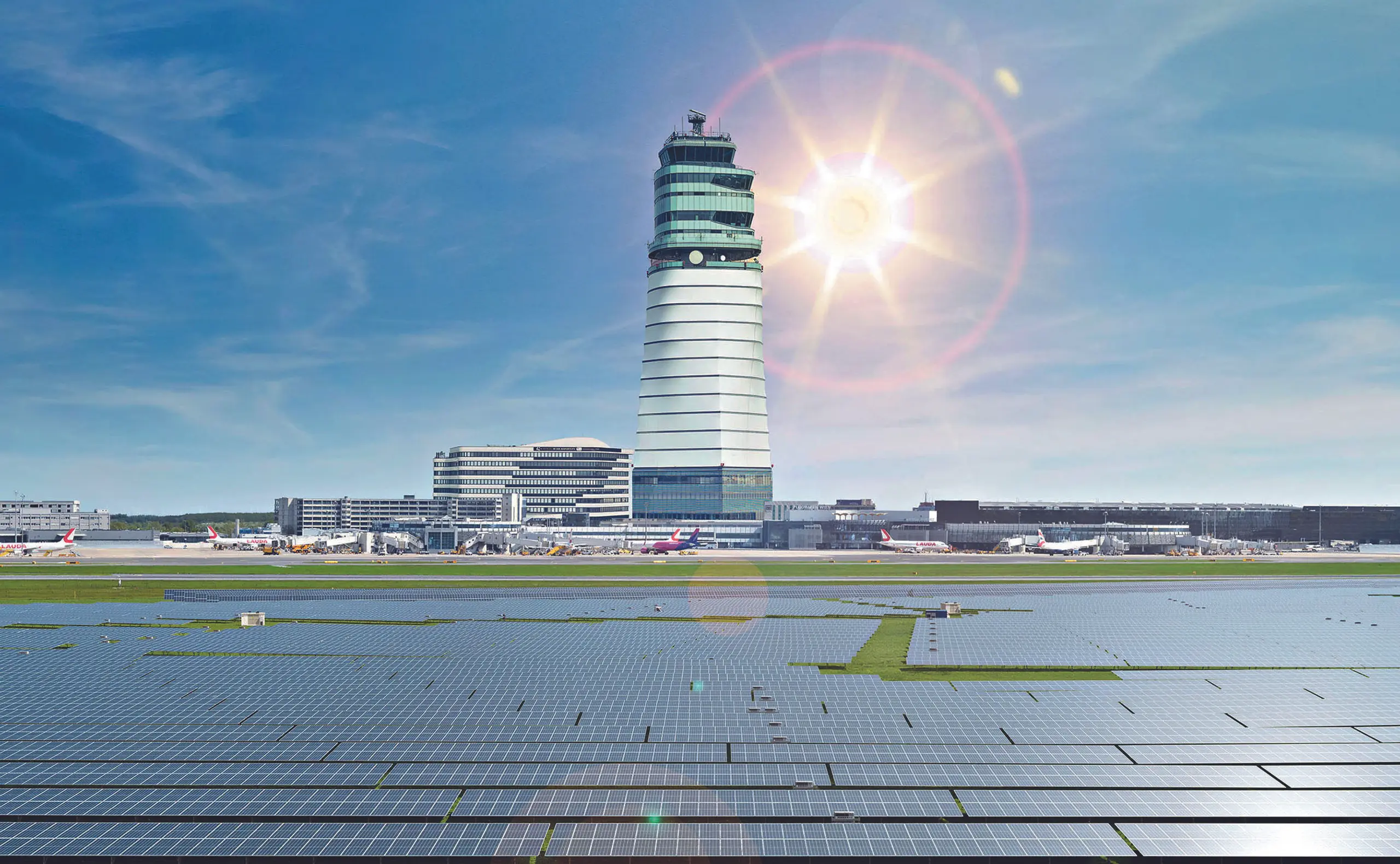 Dank Sonnenstrom und mehr: Der Flughafen Wien wächst nachhaltig